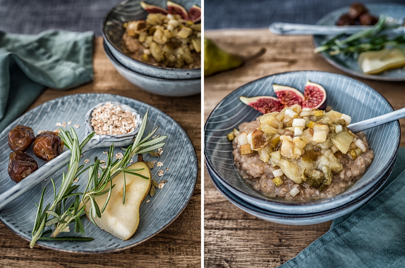 Dinkel Porridge mit Birnen-Rosmarin Kompott